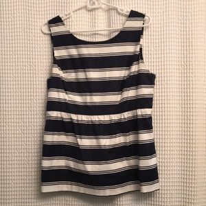 Vineyard Vine Navy and White Peplum Shirt